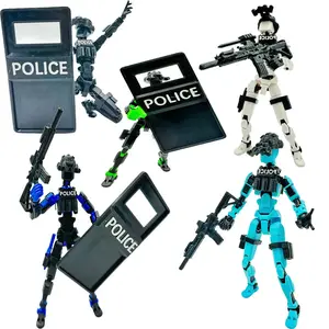 New 3D Printed  T13 dummy Police Costume Lucky Doll  Action Figure Multi-Jointed Movable Creative Stress Relief Assembled Model Christmas gifts for boys
