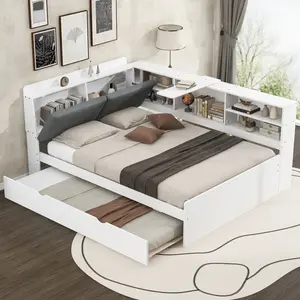 Canyon Crest White Full Size platform bed with Trundle