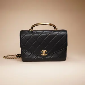 Pre-owned CHANEL Leather Shoulder Bags Black Calfskin Quilted Coco Handle Envelope Flap