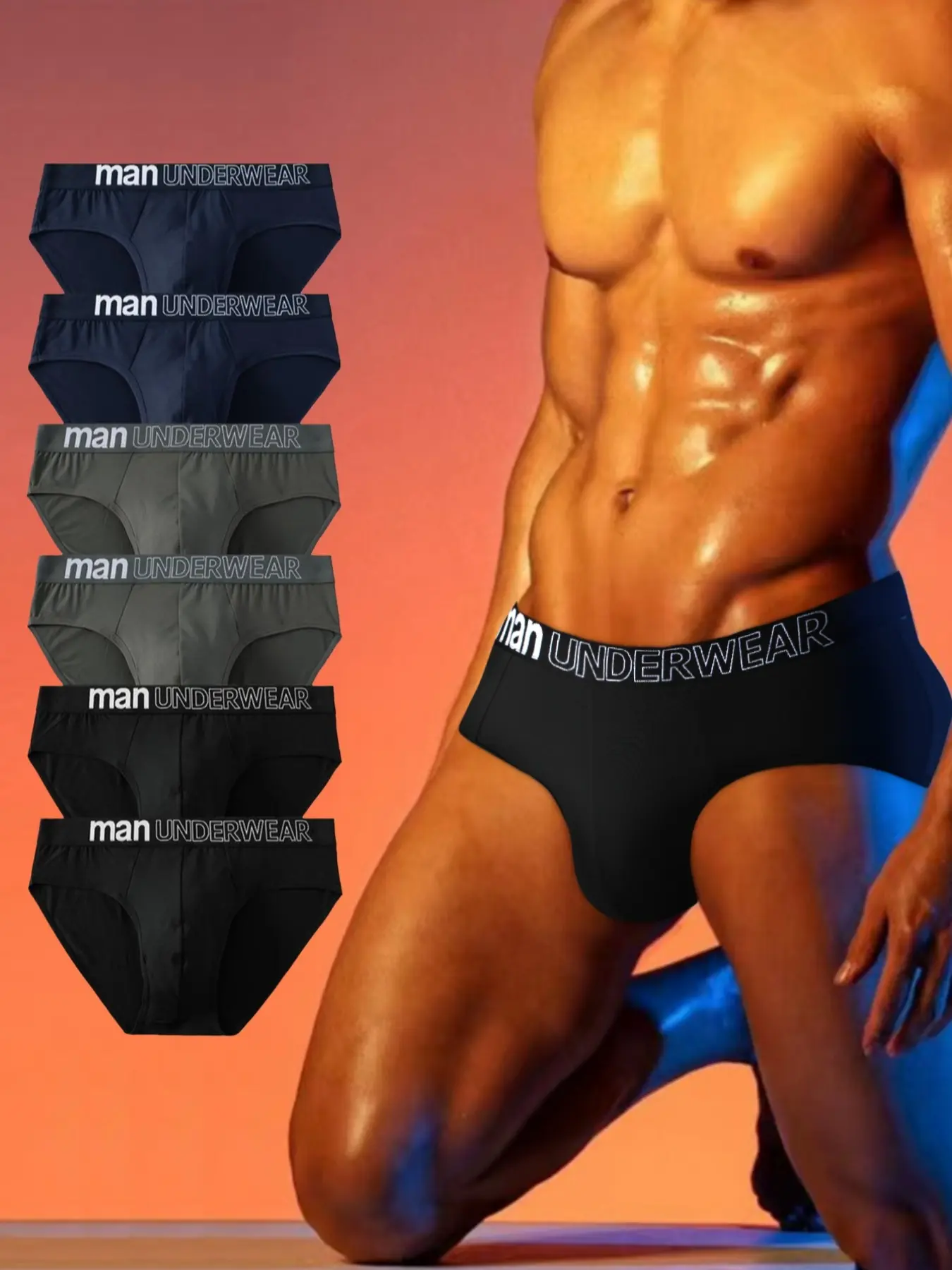 Men's Letter Tape Solid Colored Triangular Underpants for Daily Wear, Casual Men's Underwear for All Seasons, Undergarments