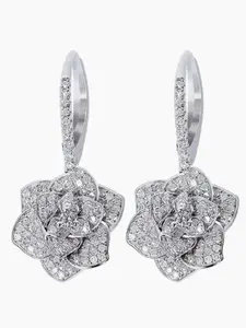 Elegant Floral Ear Cuff Earrings Set for Women, Sparkling Synthetic Zirconia Design, Perfect for Evening Events & Special Occasions