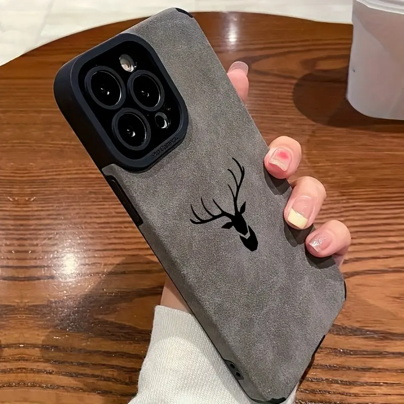 Premium Synthetic Leather Smartphone Case - Deer Head Design, Full Lens Protection, Sturdy Accessory for Multiple iPhone Models (16,15,14,13 Pro/Pro Max/Plus,12,11,X,Xs Max,Xr,7,8) - Ideal Gift for Easter,Christmas