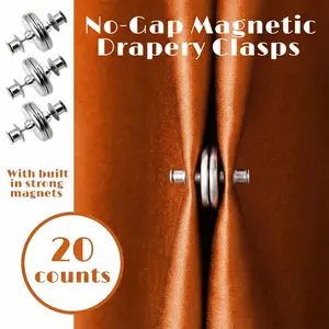 20 Counts Curtain Magnets Closure, Magnetic Curtain Clips, Magnetic Suction Closure Curtain Magnets Stop Light Infiltration Keep Curtain Closed for Home Bedroom Office Draperies