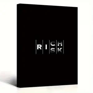 Large size 29.97x 44.96cm (11.8"x17.7") Risk and Return Framed/ Canvas Poster - Eye-catching "Risk" and "Wealth" font wall art, suitable for office, commercial motivational decoration - Black and white stock market chart style print, suitable for