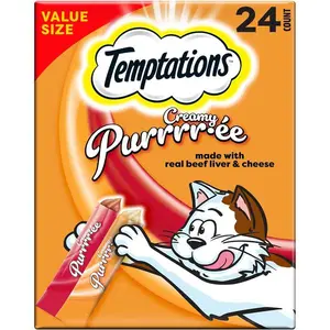 Creamy Puree Squeezable Lickable Wet Cat Treat Variety Pack, 0.42 oz Tubes, 24 Count, Grain Free Cat Snacks, High Moisture Wet Treats, Perfect for Bonding Training, Picky Eaters, Indoor Cats, Irresistible Flavor Cat Treats