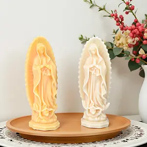 Madonna Goddess Statue Scented Candle Silicone Mold DIY Praying Woman Resin Plaster Diffuser Stone Ornament Mold