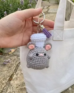 Crochet Mouse Keychain, Handmade Mouse Amigurumi, Cute Crochet Rat Charm, Kawaii Animal Keyring, Tiny Mouse Plush, Cottagecore Gift