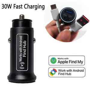 GPS Tracker for Vehicles, Tracking Devices for Cars Hidden, Undetectable GPS Tracker for Car with High-Speed 30W Dual Port USB-C Car Charger No Monthly Fee No SIM Card Required, Tracker for iOS Android