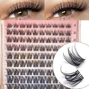 Mikiwi Fairy Hair Individual Eyelashes 9-16mm Soft Manga Anime Natural Look Spiky Lash Clusters, C Curl WideSpan DIY Extensions With 0.05mm Ultra-Thin Invisible Band For Voluminous Eye Makeup