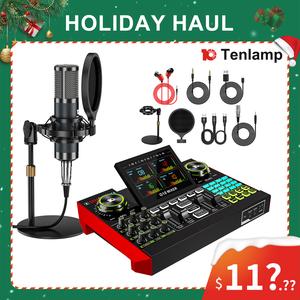 Tenlamp G10-P15 sound card kit, podcast equipment with customizable sound effects, two-level noise reduction, computer audio mixing, condenser microphone, suitable for live streaming, gaming, podcasting #TikTokShopBlackFriday