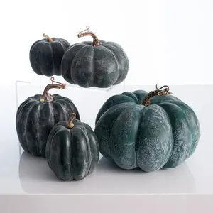 Teal Weathered Thanksgiving Harvest Halloween Colorful Pumpkin Set