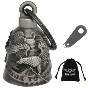 Dream Apparel Live to Ride Eagle Bell, Christmas/Halloween Bell, Gremlin/Guardian Motorcycle Bell/Motorcycle Key Chain for Women & Men w/ Hanger, Good Luck Spirit Bell Moto Accessory