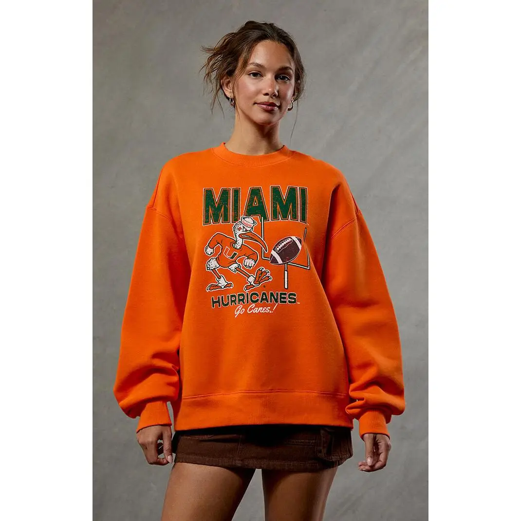 WILD COLLECTIVE Women's Miami Hurricanes Crew Neck Sweatshirt WILD COLLECTIVE Women's Miami Hurricanes Crew Neck Sweatshirt