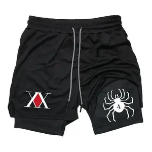 Hunter x Hunter Phantom Troupe Anime Graphic Sweat Shorts for Men Drawstring Athletic Shorts Japanese Streetwear Summer Outfits Men Shorts Guys Gifts Print Quick Dry Anime Gym Casual 2 in 1 Liner