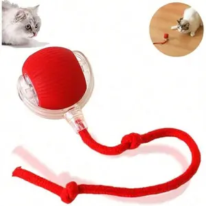 PetFusion 2025 New Indoor Automatic Cat & Dog Toy Ball 360° Rolling Rotating Smart Self Moving Jumping Interactive Play for Cats Dogs Red