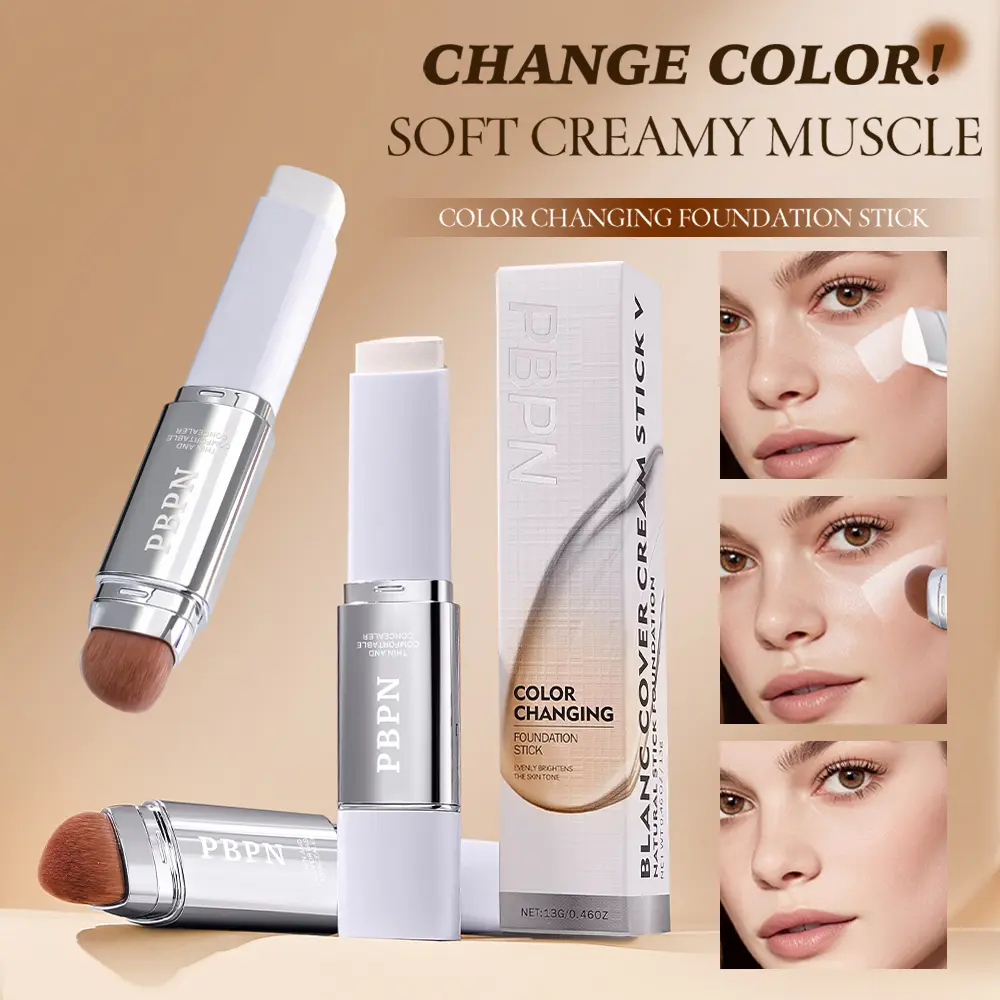 PBPN Thermo-Chromatic Concealer Foundation Stick - Dual Function Flawless Coverage & Natural Look Thermal-Color Gradient Makeup for Smooth Finish - Cosmetic, Blendable Long Lasting