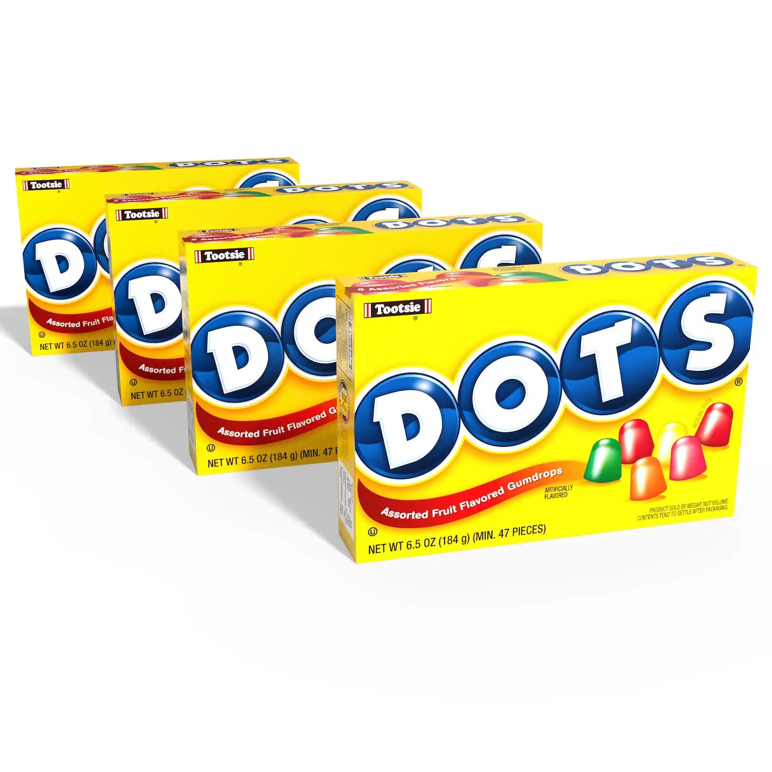 Tootsie Roll DOTS Chewy Assorted Fruit-Flavored Gumdrop Candies, Sweet Sugar Snack, 6.5 oz Theater Box