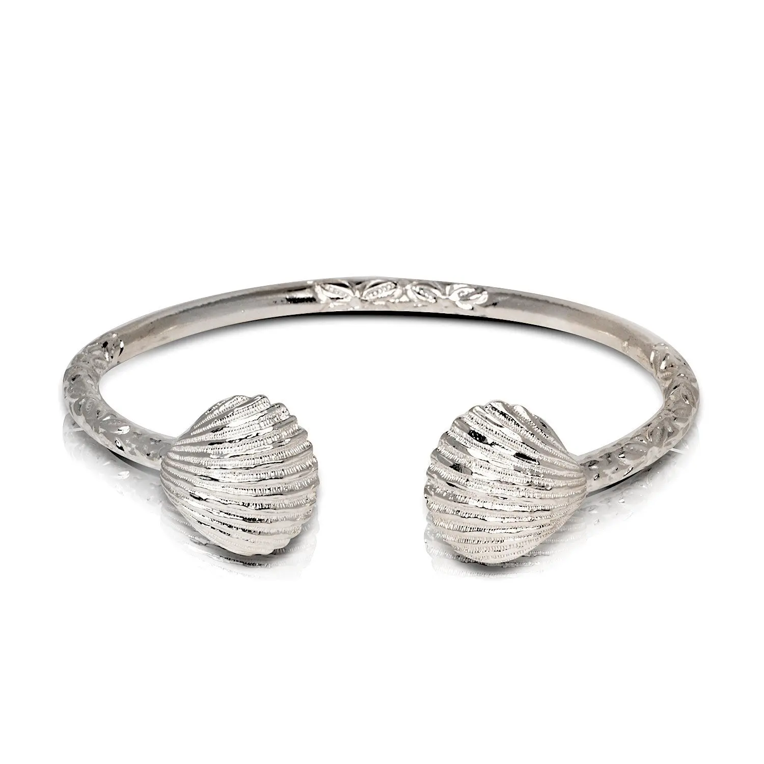 .925 Sterling Silver 4.5mm Scallop Sea Shell West Indian Bangle - Unisex Adult Better Jewelry, Exceptional Quality Piece for Fine Jewelry Lovers, Adults, 30 Grams