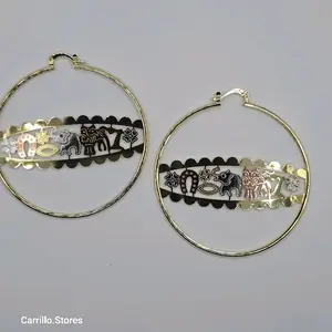 Seven Powers hoops  earrings GOLD-PLATED beautiful style three colors big sizes