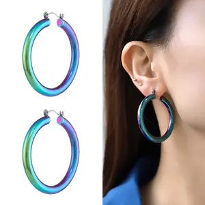 Dainty Purple Electric Hoop Earrings - Stylish and Trendy Accessory for Everyday Wear