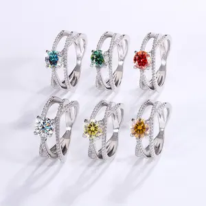 DLS Jewelry S925 Silver circle setting Moissanite ring, D color Moissanite 1 ct.