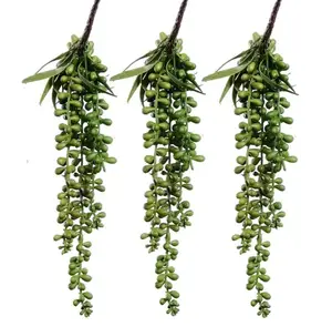 3 Pack Artificial Plant Succulent Plants Hanging String Pearls Plant Fake Lover Tears Plants (15.7")