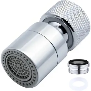 Faucet Aerator 360? Swivel Kitchen Sink Aerator, Dual-function 2-Flow Female 55/64 in-27UNS Chrome Solid Brass Faucet Sprayer Attachment with 15/16 in Male Threaded Adapter for Bathroom Sink Filter