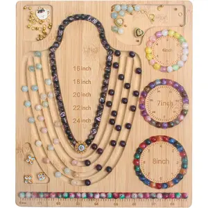 Bead Board for Jewelry Making, Bamboo Beading Tray Design Mat for Necklaces, Bracelets, and Crafts. Portable Bracelet Sizer Jewelry Making Supplies