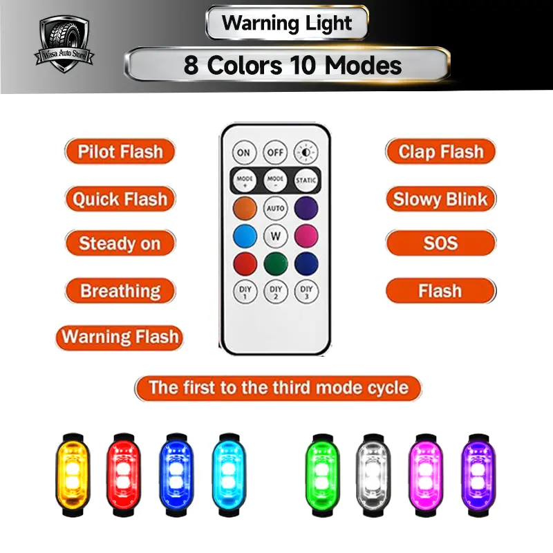 RGB Wireless LED Ambient Car Decorative Lights, IP65 Waterproof-Dustproof USB Rechargeable Accessory with Remote Control for Remote from Seat, 10-Mode Variety 10mode Color Swap, Car/Moto/Drone Fit Universal Vehicle Decor