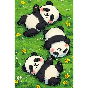 Pandas Diamond painting, Crystal Diamond Painting Kit, Frameless