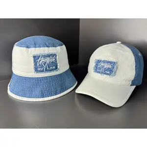 Combo denim cap, fashionable Thuglife denim cap set for men and women, hot ripped wax denim baseball cap.
