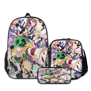 3PCS My-Hero-Academia--Backpacks for Girls Set, Cute School Backpack for Girls Boys with Lunch Box and Pencil Case, Aesthetic Bookbag for Teens, Lightweight Classic Backpack for Travel, Work, Picnic A-54