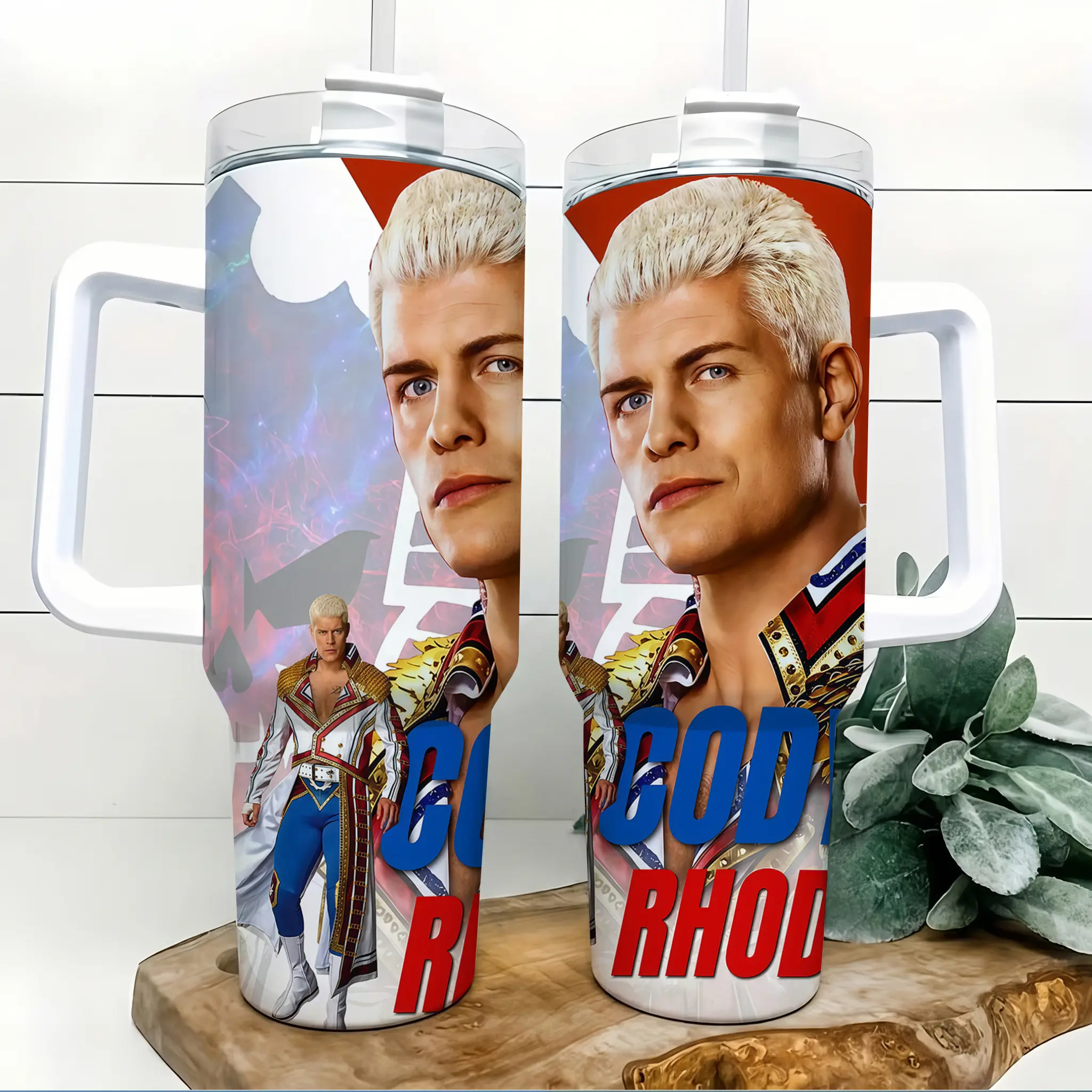 Cody Rhodes American Nightmare 40oz Heat-Resistant Stainless Steel Flask Bottle, Reusable Insulated Tumbler with Handle & Straw, Wrestling Champion Portrait Car Cup Gift for Men Collectors