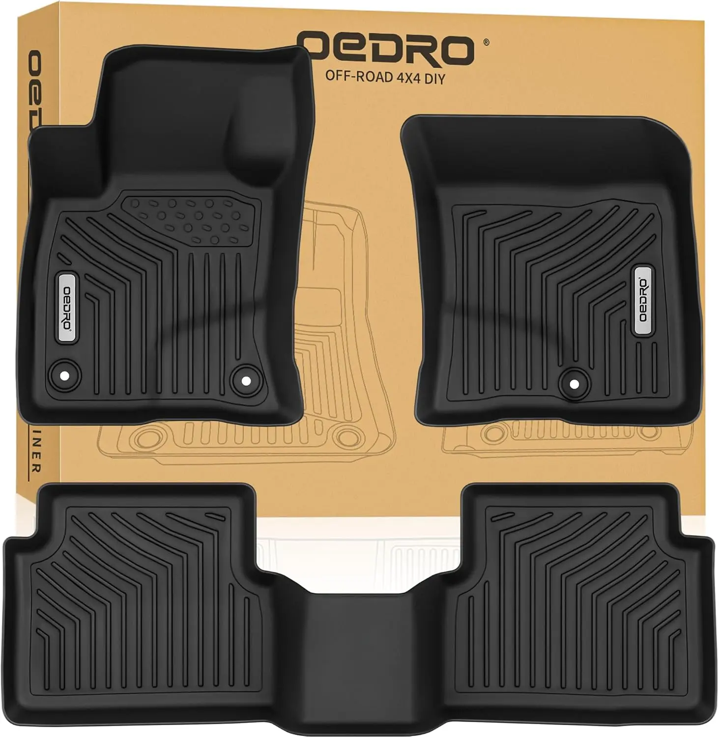 OEDRO TPE Floor Mats fits 2021-2024 Ford Bronco Sport, All Weather, Waterproof