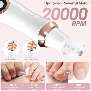 HengYuaoler 6-Speed Cordless Nails Drill & File – Professional Manicure & Pedicure Kit for Thick Toenails, Cuticle & Foot Care, Rechargeable Home Salon Tool ， callusremover  footcallusremover Clear Compact