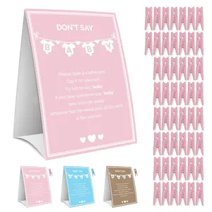 Party Hearty Baby Shower Games for girl, Don't Say Baby Game,1 Sign and 50 Mini Pink Clothespins, Shower Game Ideas