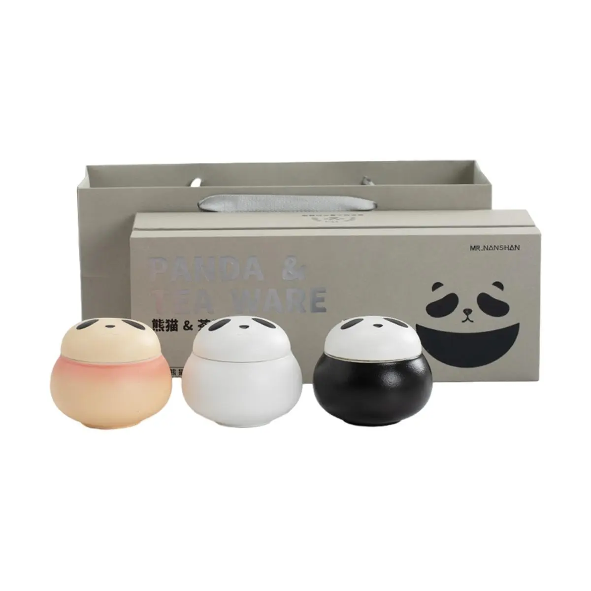 MR.NANSHAN Ceramic Tea Canister with Lid - Airtight & Moisture-proof Panda Design Tea Storage Jar for Loose Leaf Tea, Coffee, Sugar - Gift Box Packaging