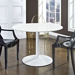 Modway Revolve Round Wood Dining Table in White