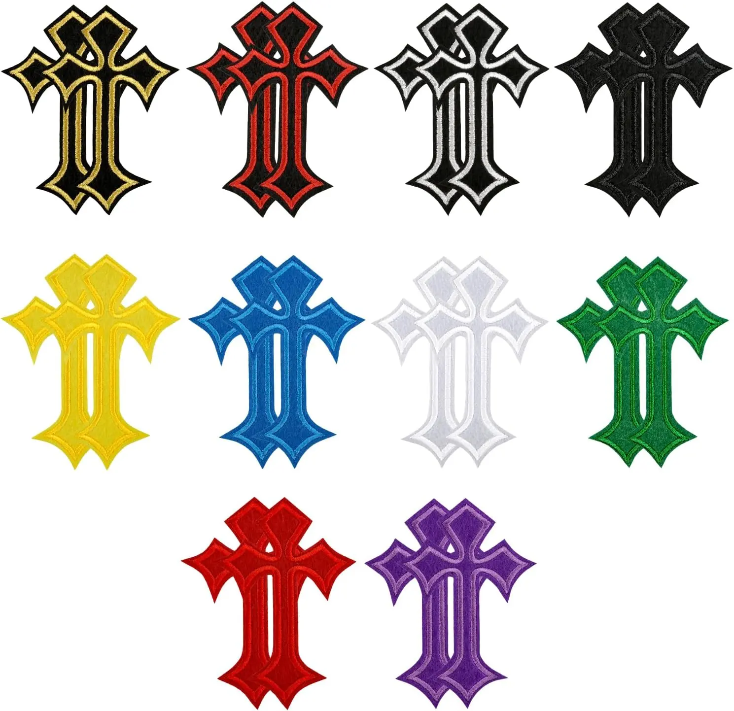 Unisex 20-Pcs Iron-On Cross Patches Set, DIY Wear Fabric Patches for Jeans, Hats, Shirts