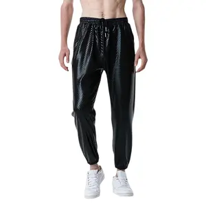 Men'S Sequin Pants For Nightclub Dance Party, Men Black/Grey Long Trousers with Pockets- 1pc, Drawstring Waist, Outdoor, Everyday Fashion Streetwear - Husband Or Friends Gifts
