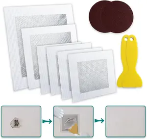 10 Pack Drywall Repair Kit – Self Adhesive Aluminum Mesh Wall Patch Set (4/6/8 Inch) with Scraper & Sandpaper for Hole & Nail Hole Repair
