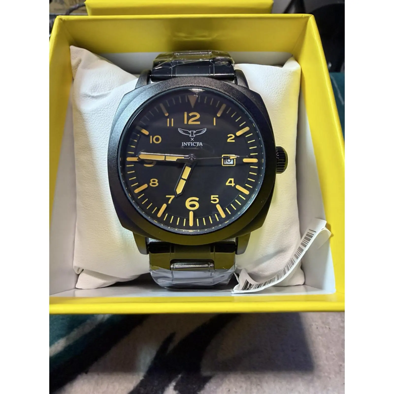 Invicta Specialty I Black Ion Plated Watch with Orange Numerals 44 mm. Thin and comfortable!
