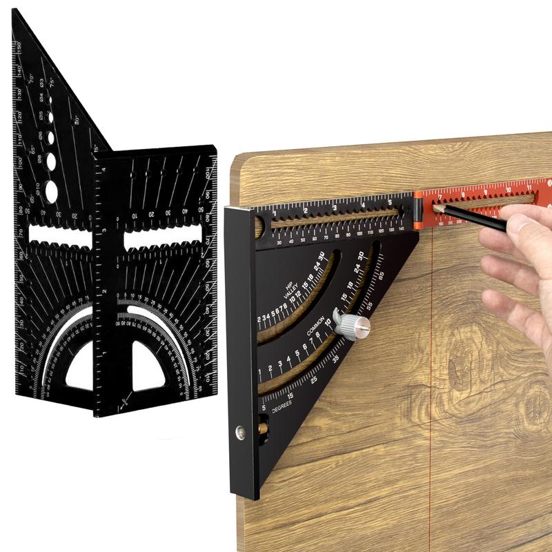 Folding Rafter Square & Multi-Angle Measuring Ruler Set for Accurate ...