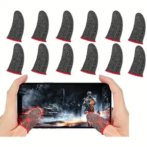 6 Pairs Gaming Finger Sleeves, Anti-Sweat Breathable Touch Screen Gloves, Compatible with iPhone Samsung iPad, for Pubg Cod Mlbb Fortnite