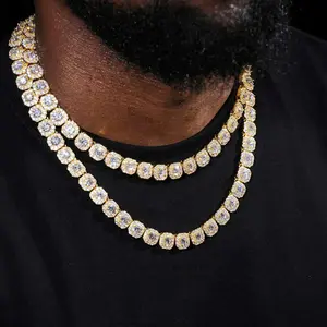 10/12mm  Cluster Tennis Chain – Iced Out Hip Hop Necklace
