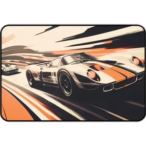 Classic Speed Racing Desk Mat & Mouse Pad - Iconic Race Cars, Dynamic Track Design, Non-Slip, Durable, Water-Resistant, Perfect for Gamers, Car Enthusiasts, and Vintage Racing Fans - Artisan Mousepad - Best Gaming Mousepad, Neoprene mat