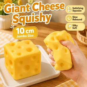 Giant Cheese Squishy Toy 10cm Jumbo, Silky Soft Sensory Fidget Toy, Satisfying Squeeze Desk Toy, Cute Novelty Stress Relief Gift for Kids Teens Adults, Toys & Hobbies