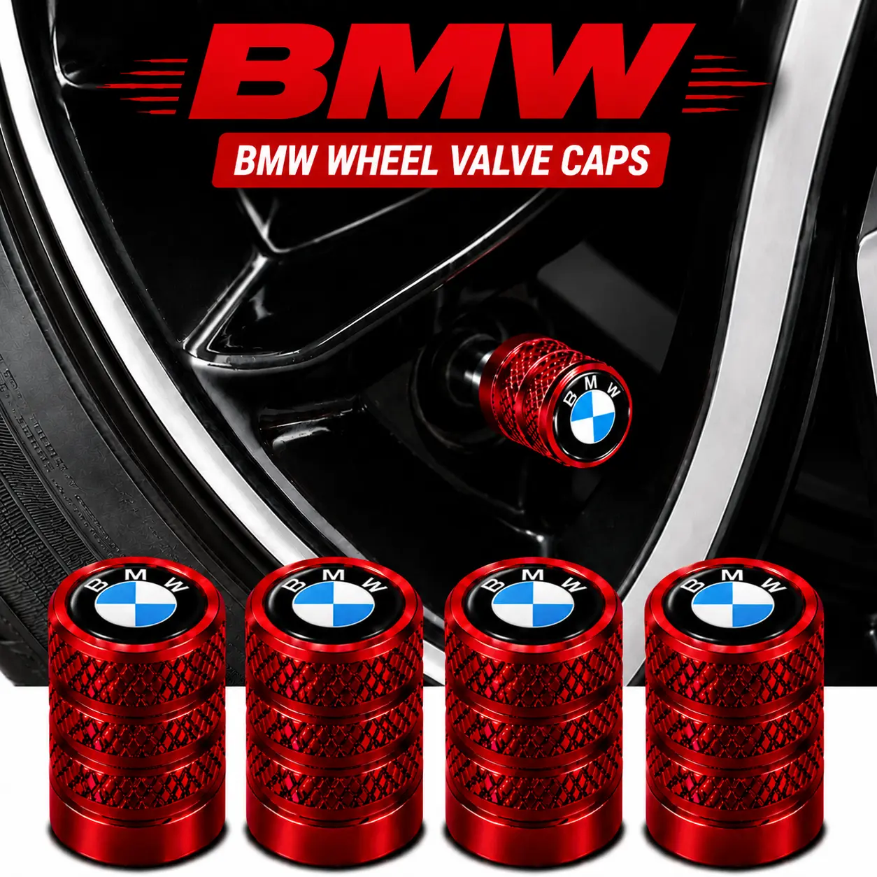 5Pcs Glossy Sport Aluminum Tire Valve Stem Caps Fit for BMW 3 Series 5 Series X3 X5 X1 7 Series 2 Series 4 Series M3, Bright Finish Rubber Seal Anti-Corrosion Performance Style Car Wheel Air Valve Cover Parts