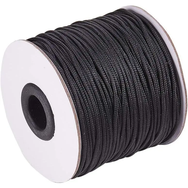 1.5mm 100 Yards Black Nylon Cord Wind Chime Cord Replacement Lift Shade Blind String for Windows Roman Rollers Repair Gardening   Beading String for Bracelet Lanyard