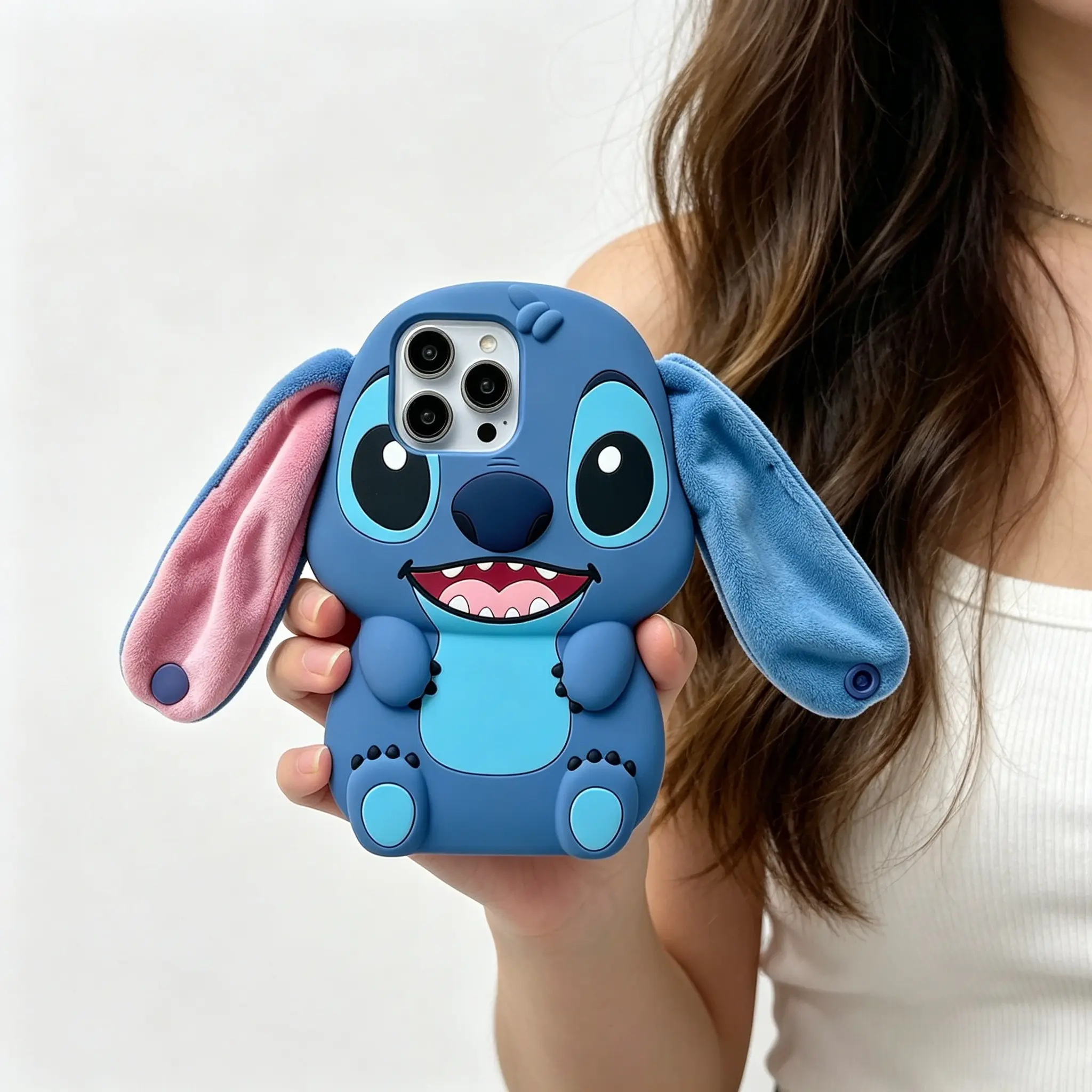 Disney Lilo & Stitch Plush Earbud Case, Portable Cover With Carry Handle, Kawaii Audio Accessory For Wireless Earphones